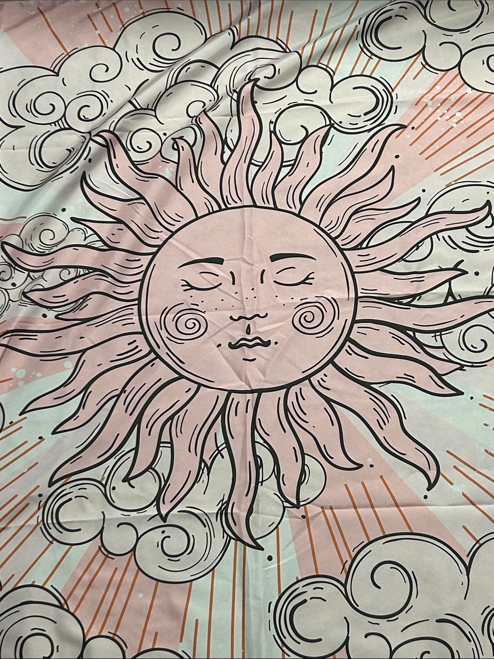 Sun‎ and Clouds Tapestry Wall Hanging - Pink & White